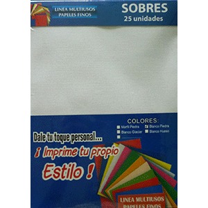 SOBRES A-7 BLANCO PIEDRA 90 G P/25 SOBRES SOBRES A-7 BLANCO PIEDRA 90 G P/25 SOBRES