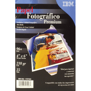 PAPEL FOTOGRAFICO IBM PREMIUM 4X6 P/25 PAPEL FOTOGRAFICO IBM PREMIUM 4X6 P/25