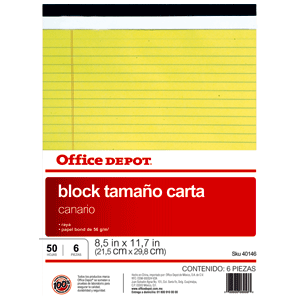 BLOCK TAMAÑO CARTA CANARIO OFFICE DEPOT BLOCK TAMAÑO CARTA CANARIO OFFICE DEPOT