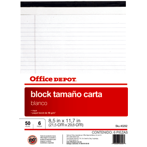 BLOCK TAMAÑO CARTA BLANCO RAYA OFFICE DEPOT BLOCK TAMAÑO CARTA BLANCO RAYA OFFICE DEPOT