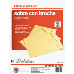SOBRE C/BROCHE METALICO TAM.OFICIO 25 PACK OFFICE SOBRE C/BROCHE METALICO TAM.OFICIO 25 PACK OFFICE