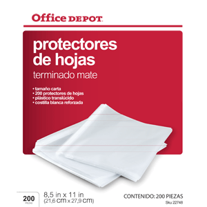 PROTECTOR DE HOJAS OFFICE DEPOT C/200 MATE PROTECTOR DE HOJAS OFFICE DEPOT C/200 MATE