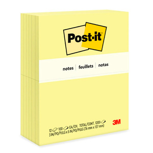 POST-IT NOTAS ADHESIVAS, AMARILLO CANARIO, 3X5 IN POST-IT NOTAS ADHESIVAS, AMARILLO CANARIO, 3X5 IN