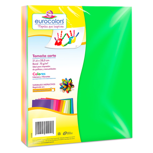 HOJAS CARTA COLORES NEÓN 75GR (100U) HOJAS CARTA COLORES NEÓN 75GR (100U)