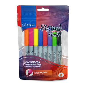 MARCADOR PERMANENTE SIGNAL PINCEL 8U (COLORES MARCADOR PERMANENTE SIGNAL PINCEL 8U (COLORES