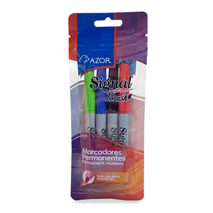 MARCADOR PERMANENTE SIGNAL PINCEL 4U (COLORES MARCADOR PERMANENTE SIGNAL PINCEL 4U (COLORES
