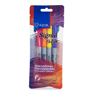 MARCADOR PERMANENTE SIGNAL PINCEL 4U (COLORES MARCADOR PERMANENTE SIGNAL PINCEL 4U (COLORES