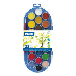 ACUARELAS MILAN 22 COLORES 30MM 1U ACUARELAS MILAN 22 COLORES 30MM 1U