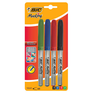 MARCADOR PERMANENTE BIC GRIP 1.1MM 4U COLOR MARCADOR PERMANENTE BIC GRIP 1.1MM 4U COLOR