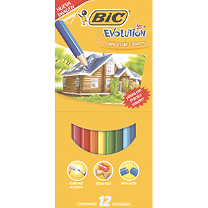 LÁPICES DE COLOR BIC CONTE EVOLUTION ESTUCHE DE 12 LÁPICES DE COLOR BIC CONTE EVOLUTION ESTUCHE DE 12