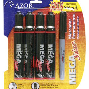 MARCADOR PERMANENTE MEGA SIZE COLOR NEGRO B/4 MARCADOR PERMANENTE MEGA SIZE COLOR NEGRO B/4