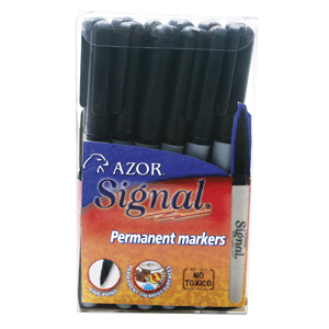 MARCADOR SIGNAL PERMANENTE P/FINO NEGRO CAJA C/12 MARCADOR SIGNAL PERMANENTE P/FINO NEGRO CAJA C/12